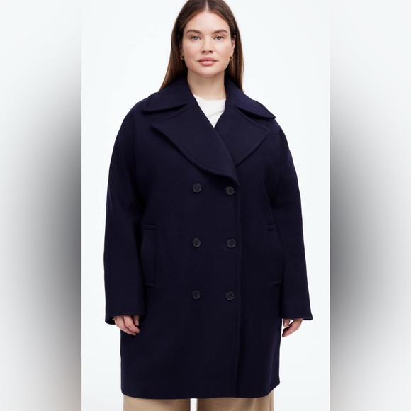 Madewell Oversized Collar Dark Blue Peacoat - Picture 1 of 9